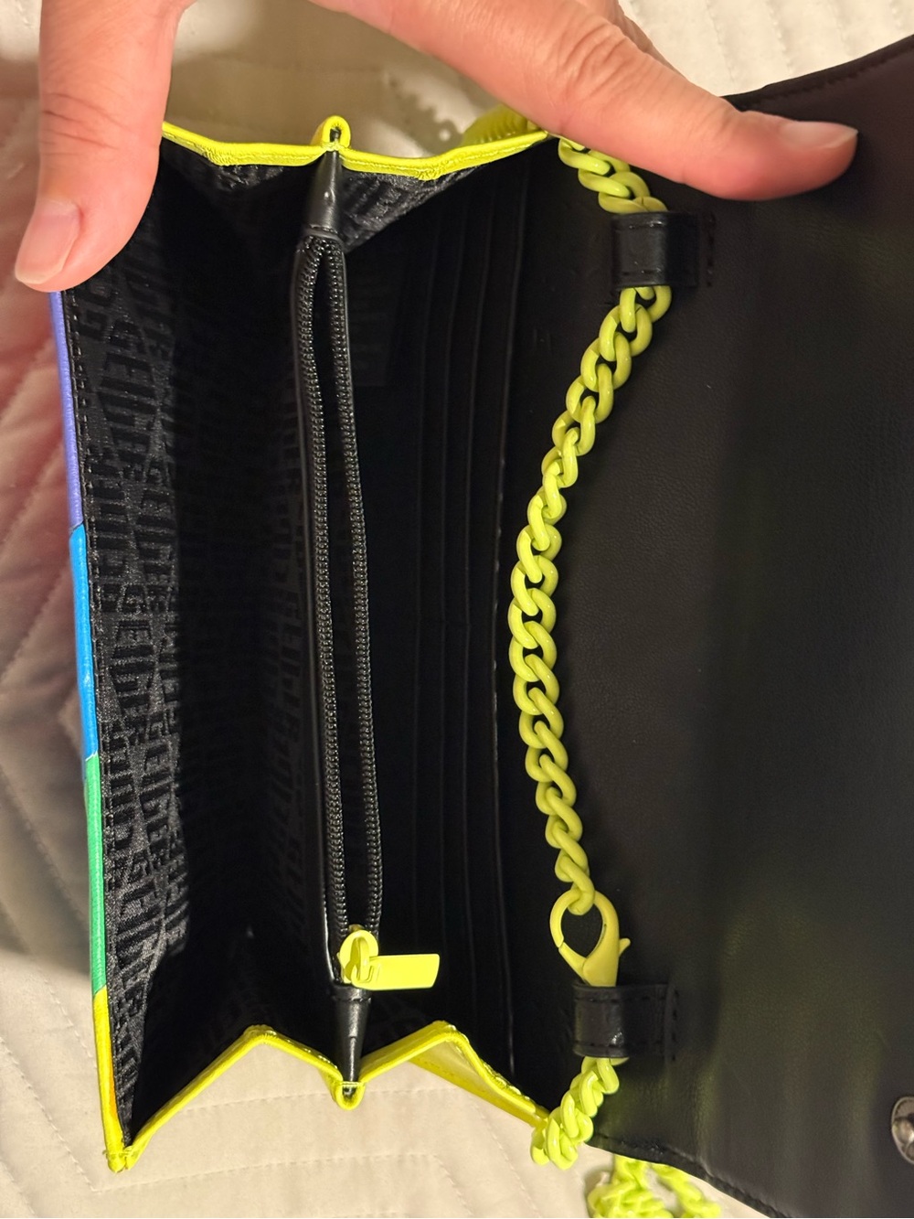 Kurt Geiger London Brixton Neon Rainbow Chain Wallet NWOT - Picture 7 of 9